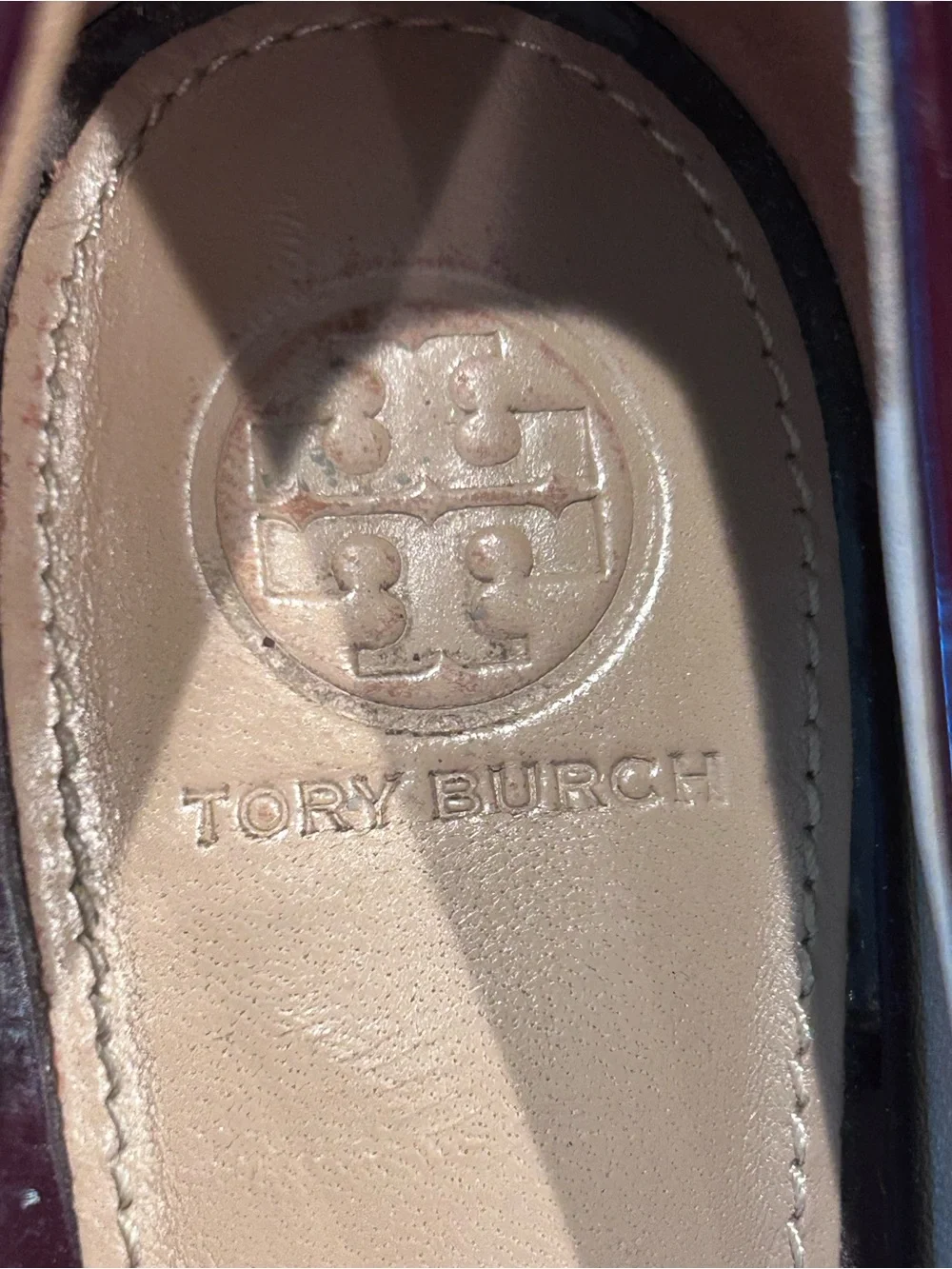 Tory Burch Twiggie Wedge Pumps Burgundy Patent 9.5